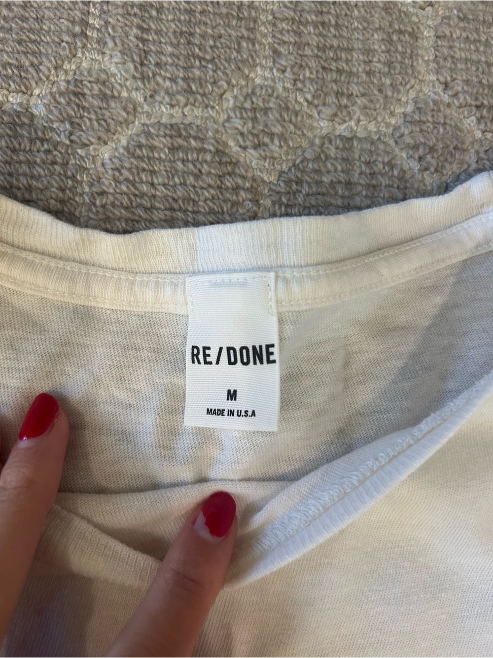 Re/Done White Tee with Multicolor "Looking For Fun" Graphic - Picture 2 of 2